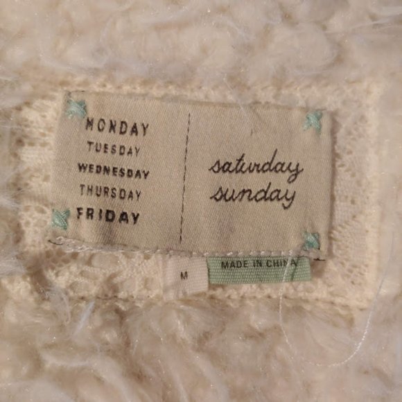 Saturday Sunday soft faux fur zipper sweater jacket vest/size M/cream tan grey - Picture 11 of 11